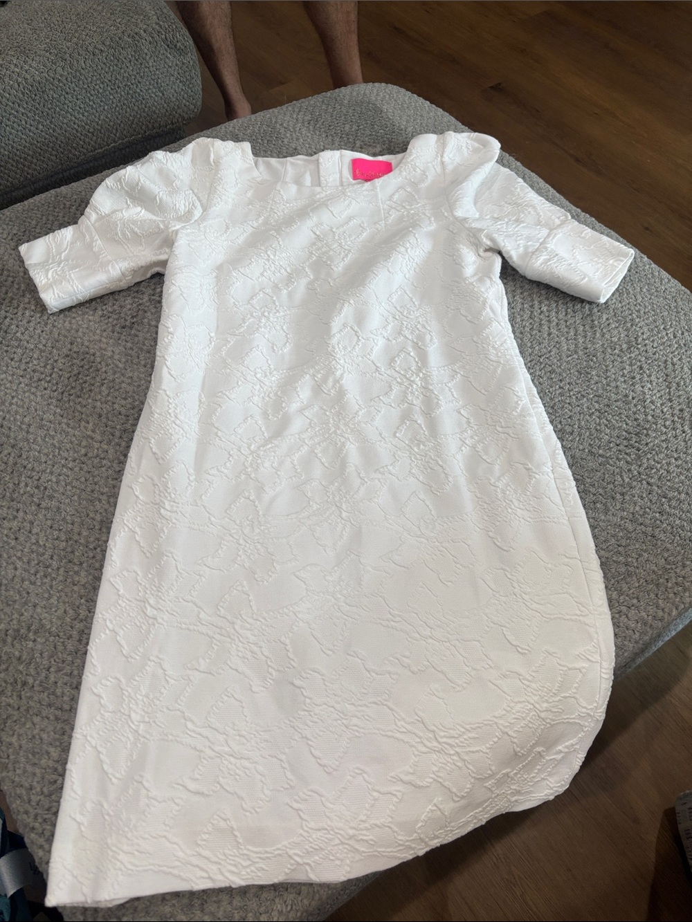 White Textured Short-Sleeve Lilly Pulitzer Dress